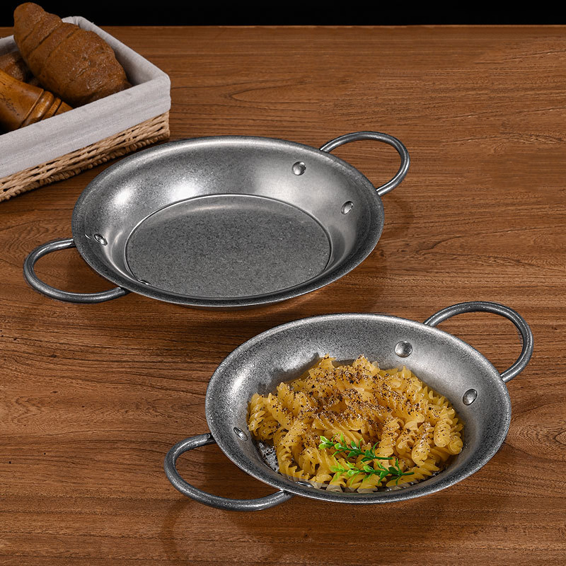 Korean Frying Pan Stainless Steel Frying Pan with Double Handle Cooking Pot Seafood Rice Pans Non Stick Skillet Kitchen Cookware