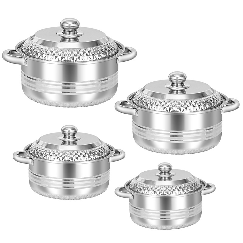Modern Luxury Stainless Steel 8-Piece Cookware Set Sustainable Dishwasher Safe Gas Induction Ready Oven Safe Soup Pot Home Use
