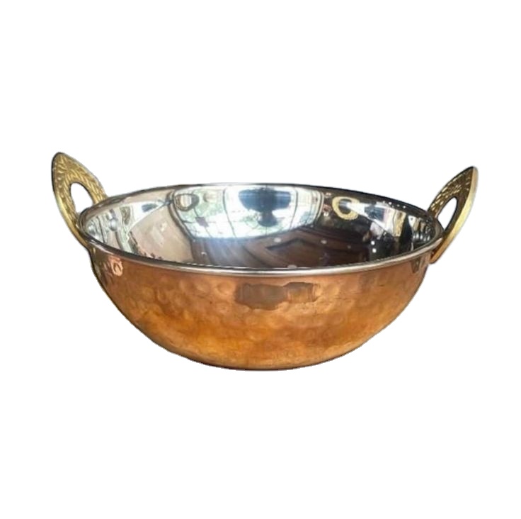 Handcrafted Pure Copper Wok Bowl for Stir-Fry, Deep-Fry &amp; Serving | Hammered Finish Kitchen Cookware Supplier OEM Deals