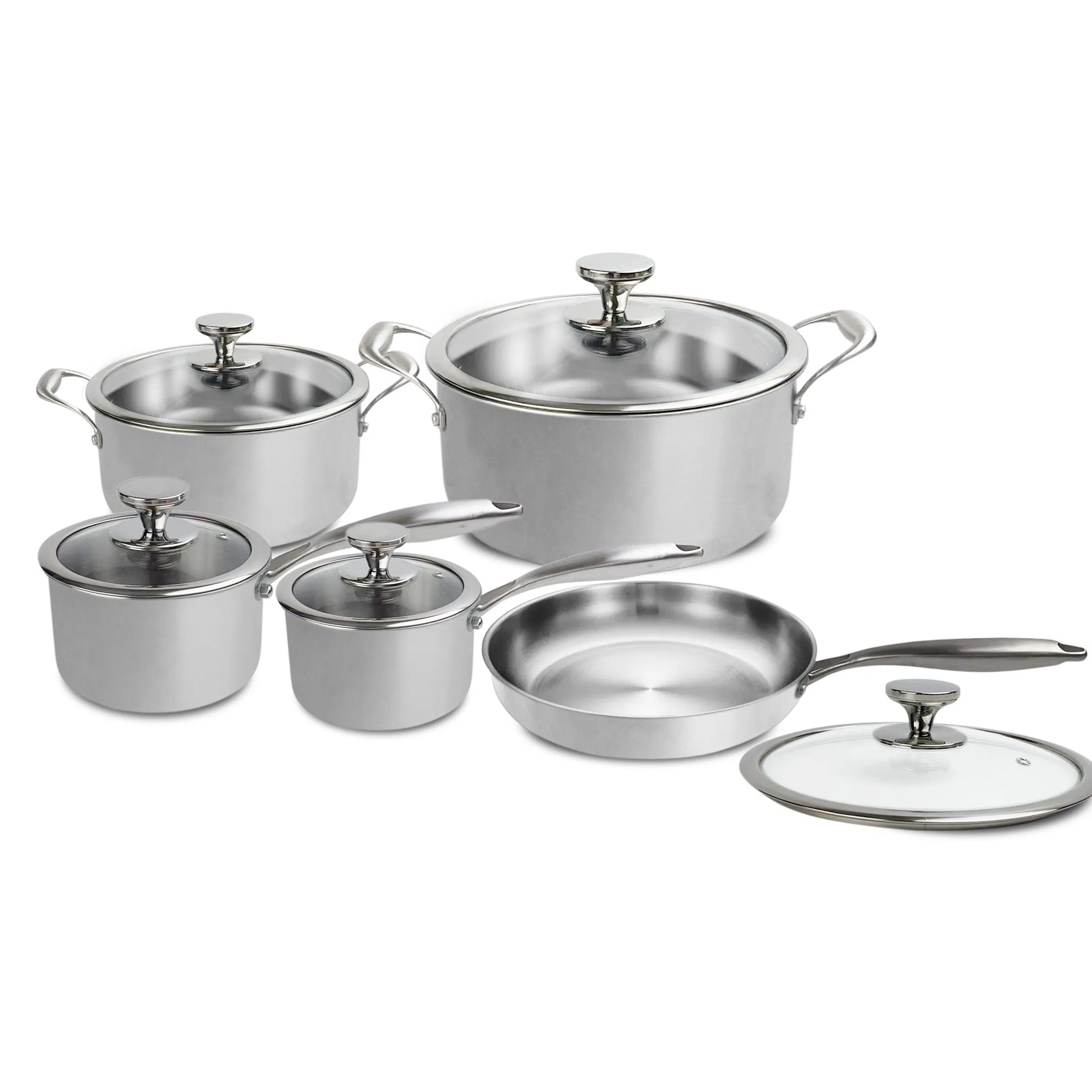 10 PCS Copper Color Cooking Pots and Pans Frying Pan Stock Pot Sauce Pan Stainless Steel Cookware Set