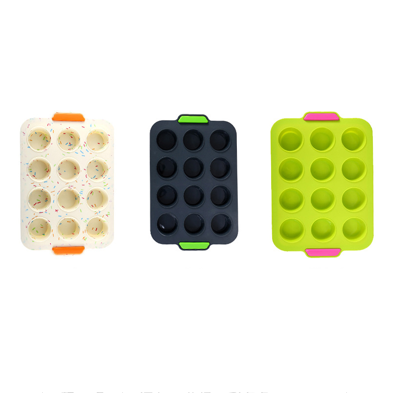 Muffin Baking Mold with Reinforced Stainless Steel Frame Inside 12 Cups Non Stick Bakeware Silicone Mini Muffin Cups Cupcake Pan