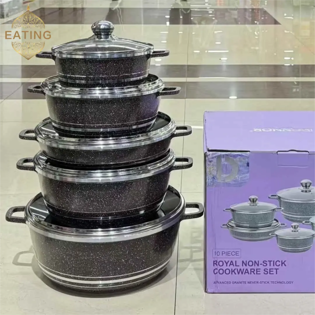 2025 New 10-Piece Nonstick Cookware Set Pots and Lids Set (20-24-28-32 Cm) - High Quality Durabler Professional Kitchens Granite