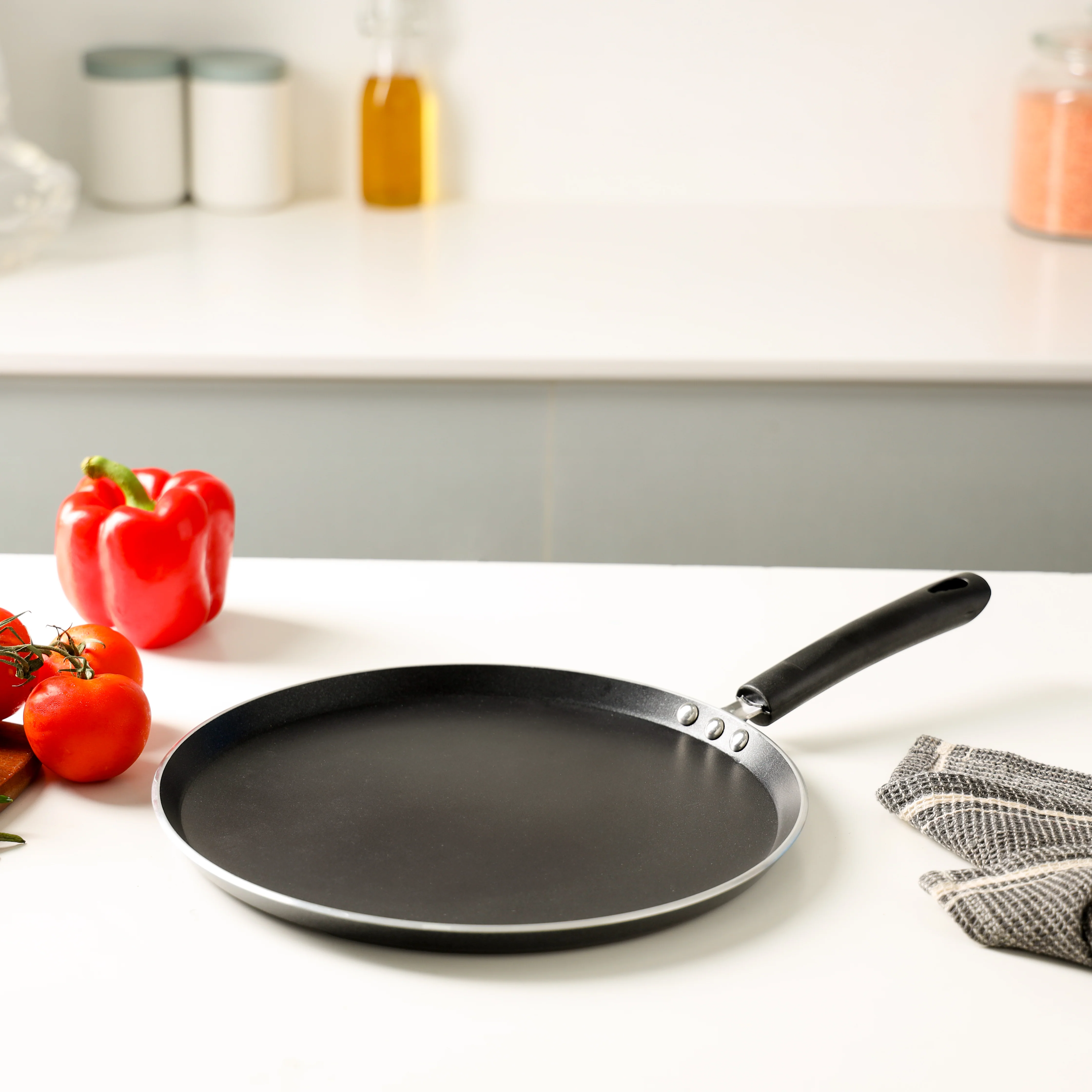Crepe Pancake Pan Round Nonstick Griddle Feature Eco Friendly Aluminum Home Kitchen Sustainable Soft Touch Handle