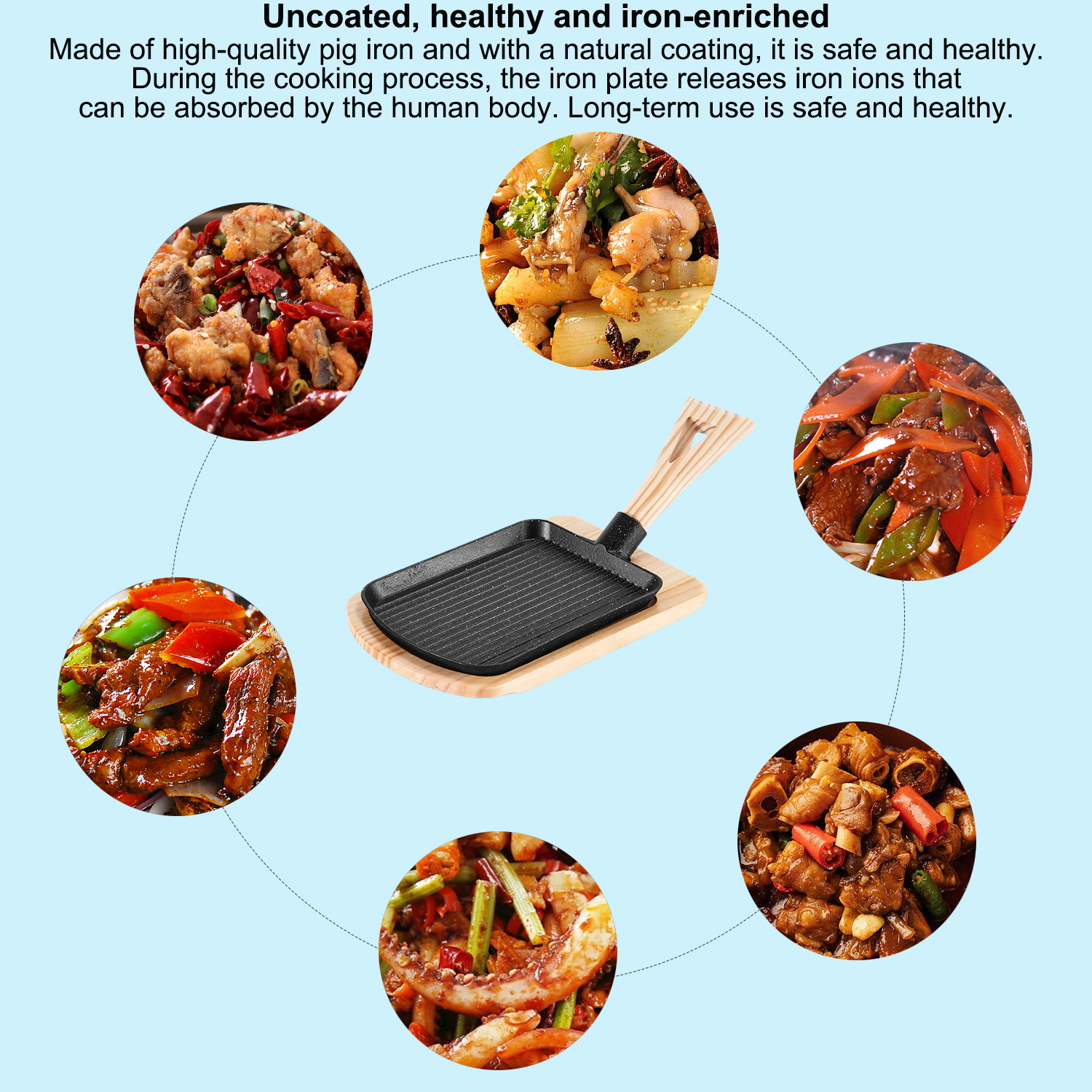 Hot Selling Grill Pan Shovel Shape Cast Iron Frying Roasting Pan for Kitchen Use
