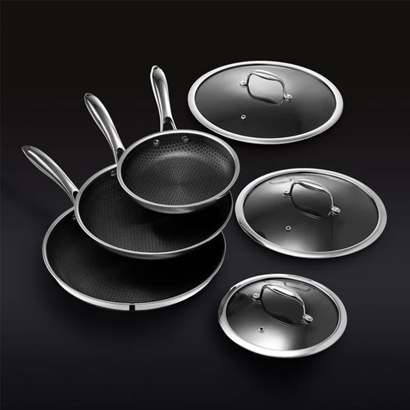 HexClod Hybrid Cookware 8/10/12 Inch Cookware Frying Pan Nonstick Honeycomb 20/24/28 Cm Tri-ply Stainless Steel Pan Set Skillets