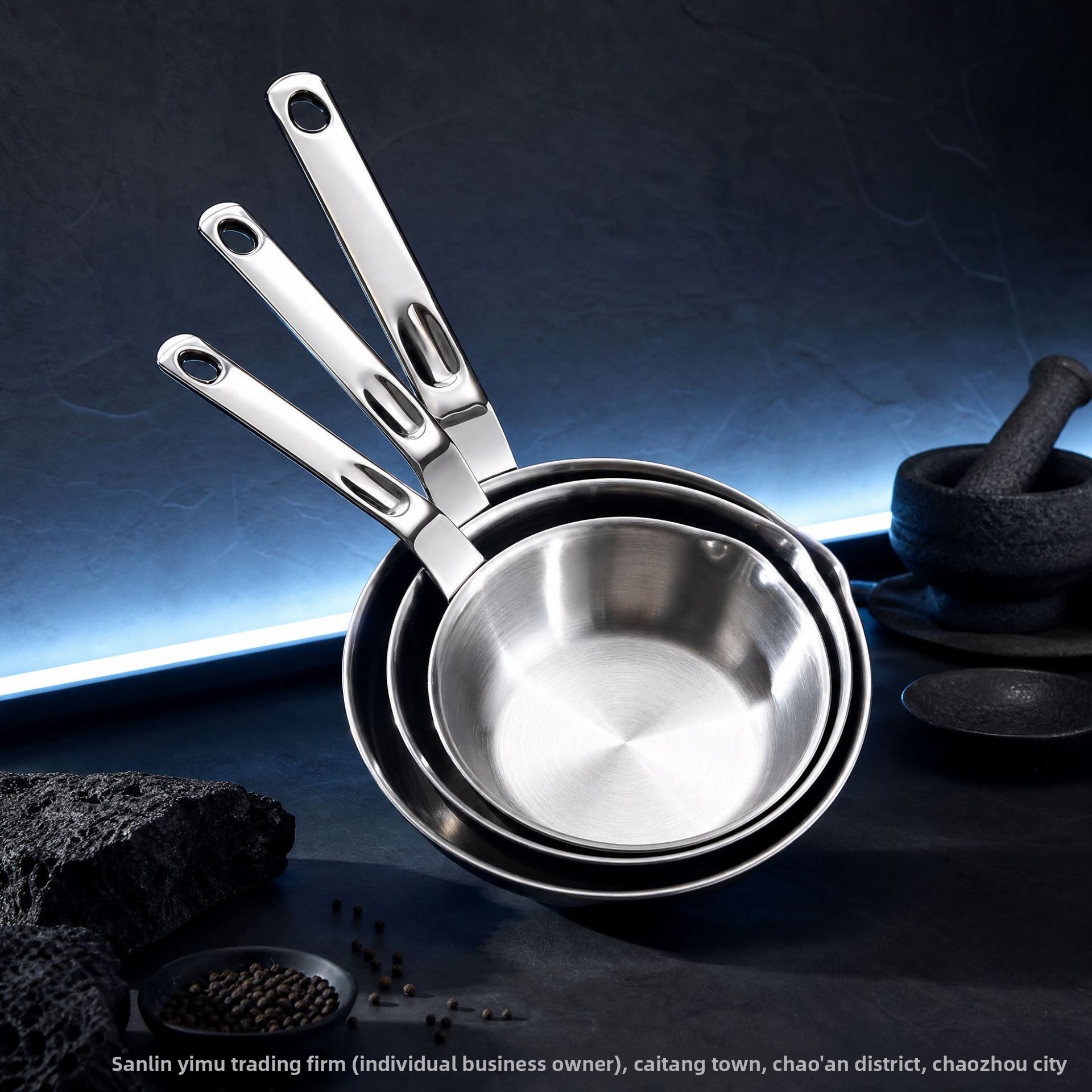 316L Stainless Steel Three-layer Bottom Modern Minimalist Design Non-coated Frying Pan for Home Use