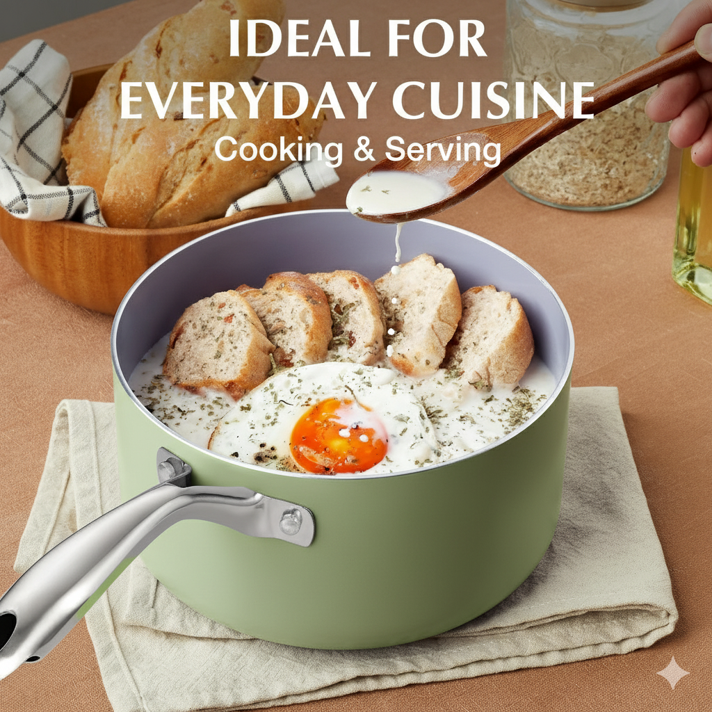 6 PCS Customizable Ceramic Non Stick Saucepans and Pots Set Induction Cast Aluminum Ceramic Cookware Set Pots and Pans Set