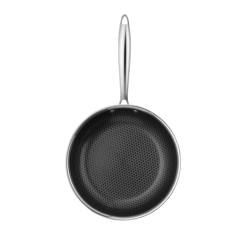 Wholesale Custom 304 Stainless Steel Induction Cookware Set Triply Non-Stick 20/24/28cm Honeycomb Ceramic Skillet Modern Home