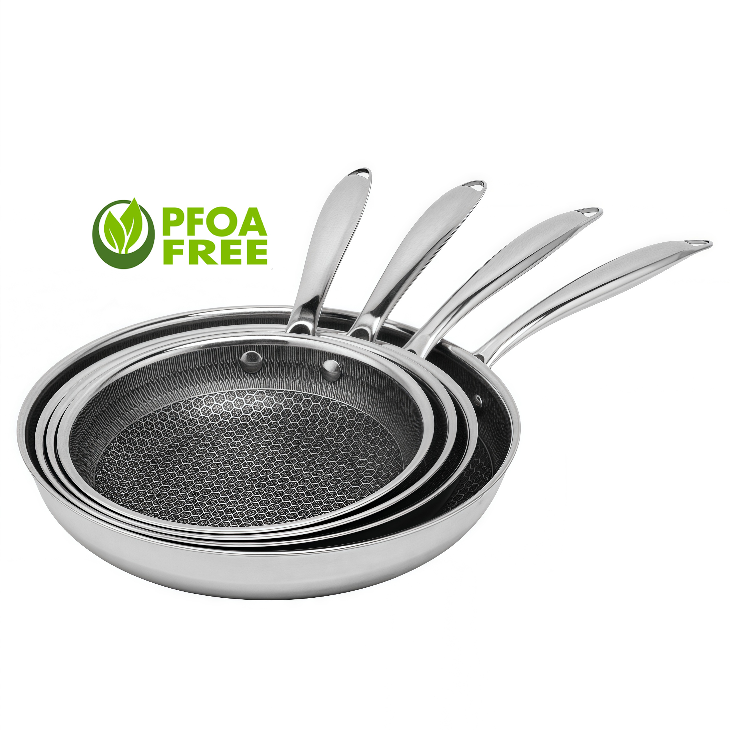 HexClod Hybrid Cookware 8/10/12 Inch Cookware Frying Pan Nonstick Honeycomb 20/24/28 Cm Tri-ply Stainless Steel Pan Set Skillets