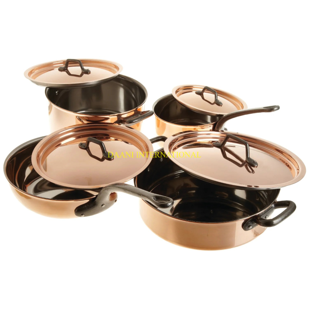 Hammered Stainless Steel Cookware Set with Golden Handles Durable Pots and Pans Collection for Professional and Home Kitchens