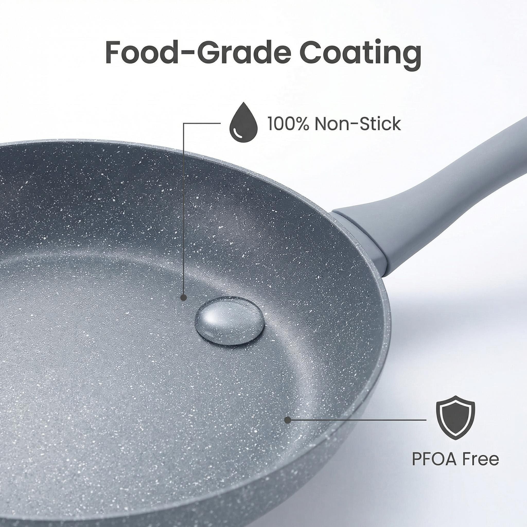 Kitchen Cooking Custom Logo Non-Stick Fry Pan Aluminum Induction Base Marble Coating Durable Cookware Frying Pans