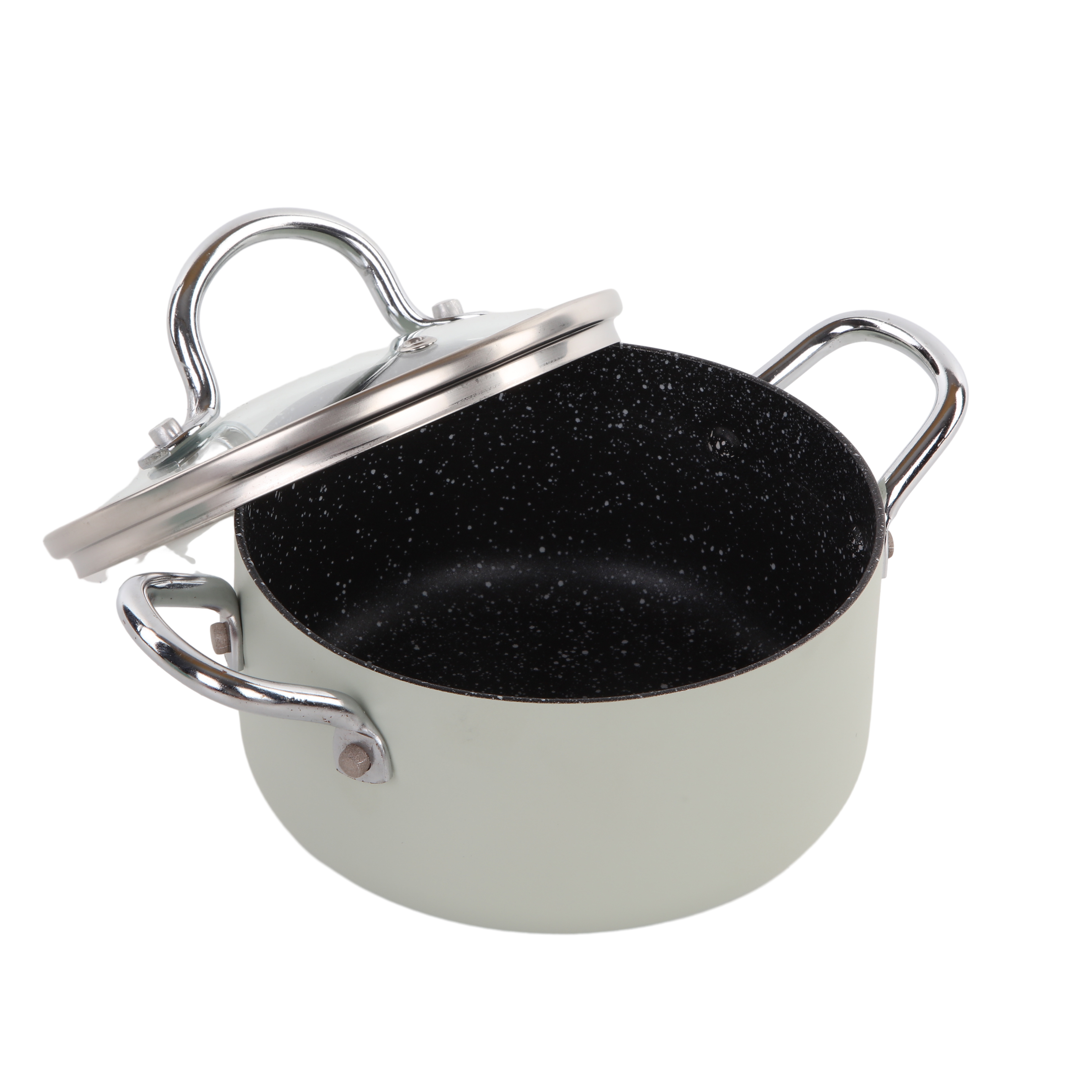 Minimalist Design Pressed Aluminum Cookware Universal for Home Stockpots Stoves and Induction Cooktops with Glass Lid 16*7cm
