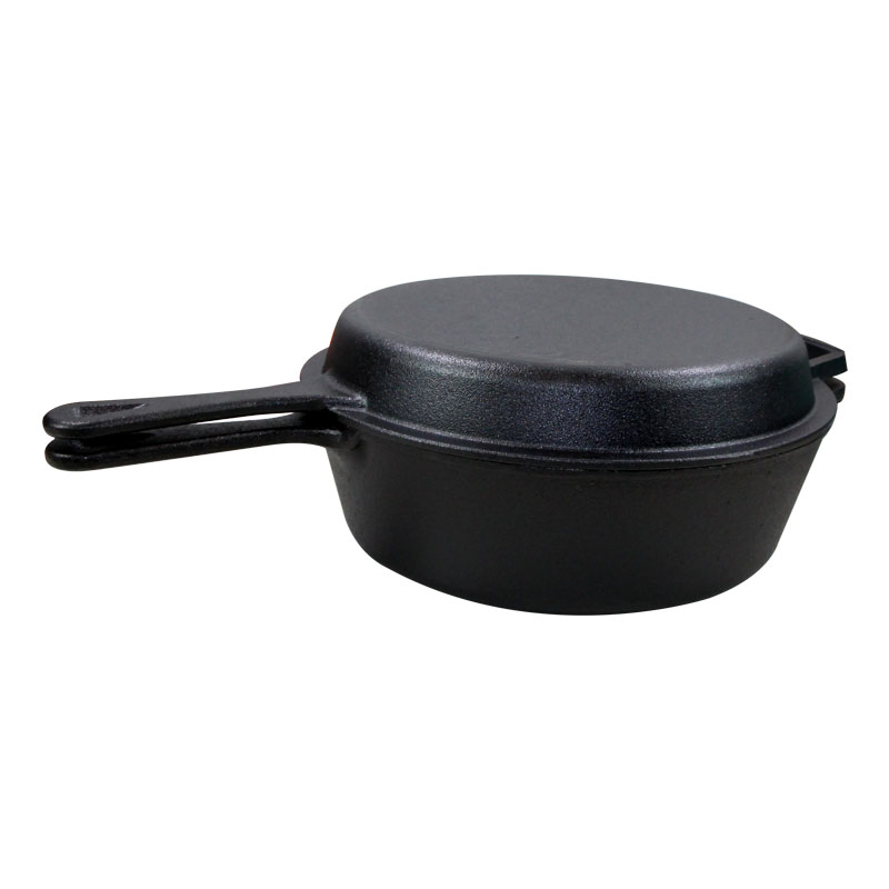 Preseaseond Double Use Cast Iron Saucepan with Skillet Lid Combo Cooker