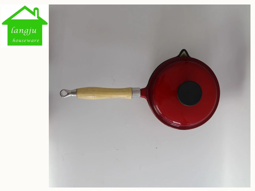 Cast Iron Sauce Pan with Wooden Handle