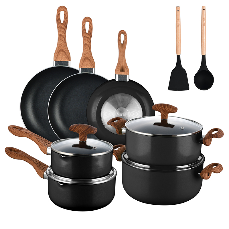 Modern 13PCS Forged Aluminum Cookware Set Commercial Restaurant Kitchen Cookpot Sustainable Metal Cookware