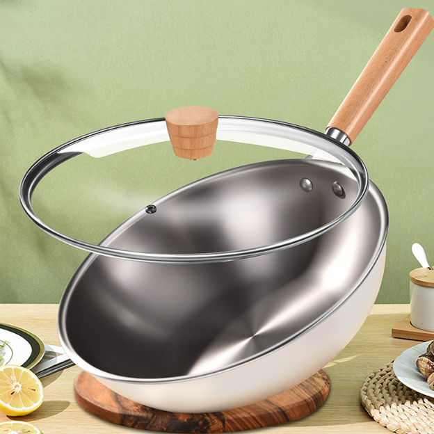 30cm Titanium Pan No-Coating Nonstick Technology Tri-Ply Titanium &amp; Stainless Steel Safe for Oven Induction &amp; Cooktops