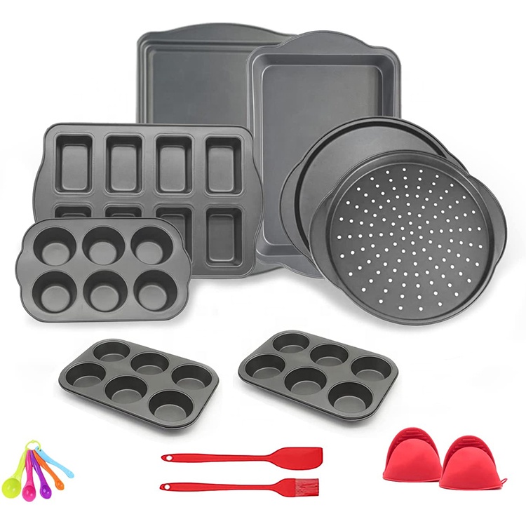 Wholesale Non-Stick Carbon Steel Bakeware Custom Round Rectangle Baking Pan Kitchen Baking Tray Cookie Cupcake Pan Sets for Oven