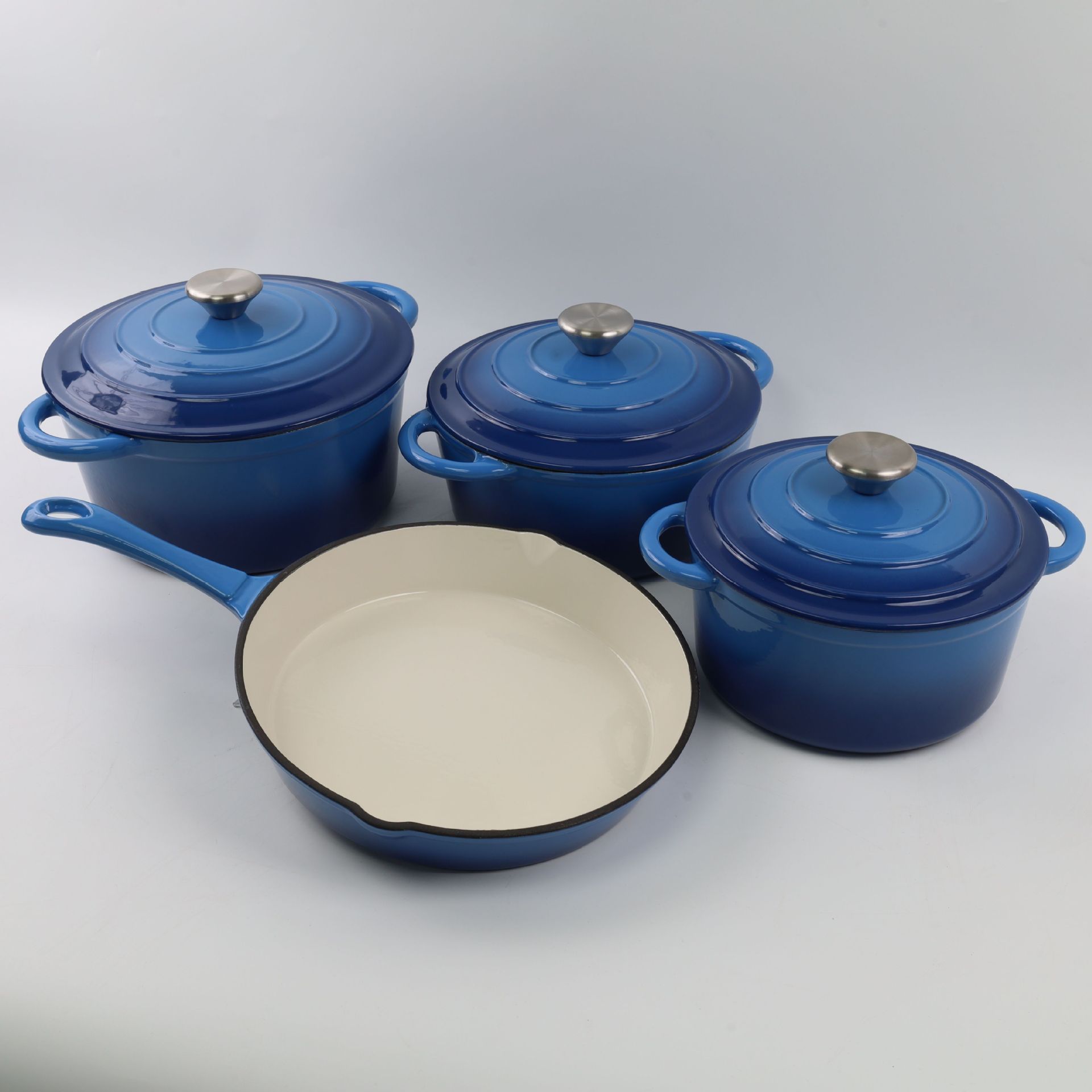 7 Pieces Dutch Oven Pots Multi-color Enameled Cast Iron Pots Set Soup Pot Frying Pan Set Gas Stove Induction Cooker Universal