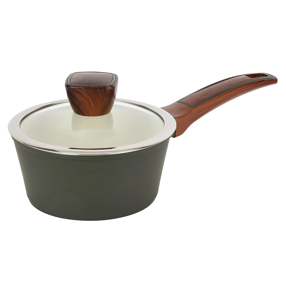 Classic Durable Forged Aluminum 7-Piece Eco-Friendly Non-Stick Cookware Set Glass Cover Ceramic Coating Healthy Induction Base