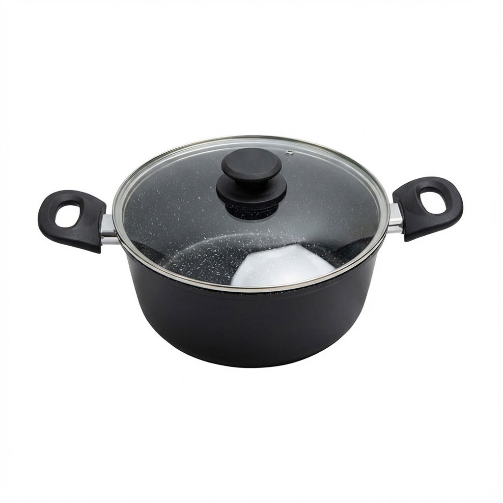 E-Top Black Die-Cast Granite Soup Pots OEM ODM Kitchen Items Wholesale Kitchen Accessories Wholesale for Diner Cafe Restaurant