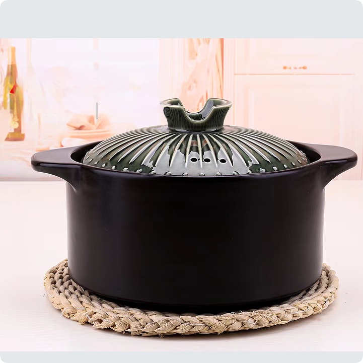 Modern Style Home Ceramic Round Stew Soup Casserole Pot with Lid Heat-Resistant 20cm Diameter for Cooking Soup and Stew