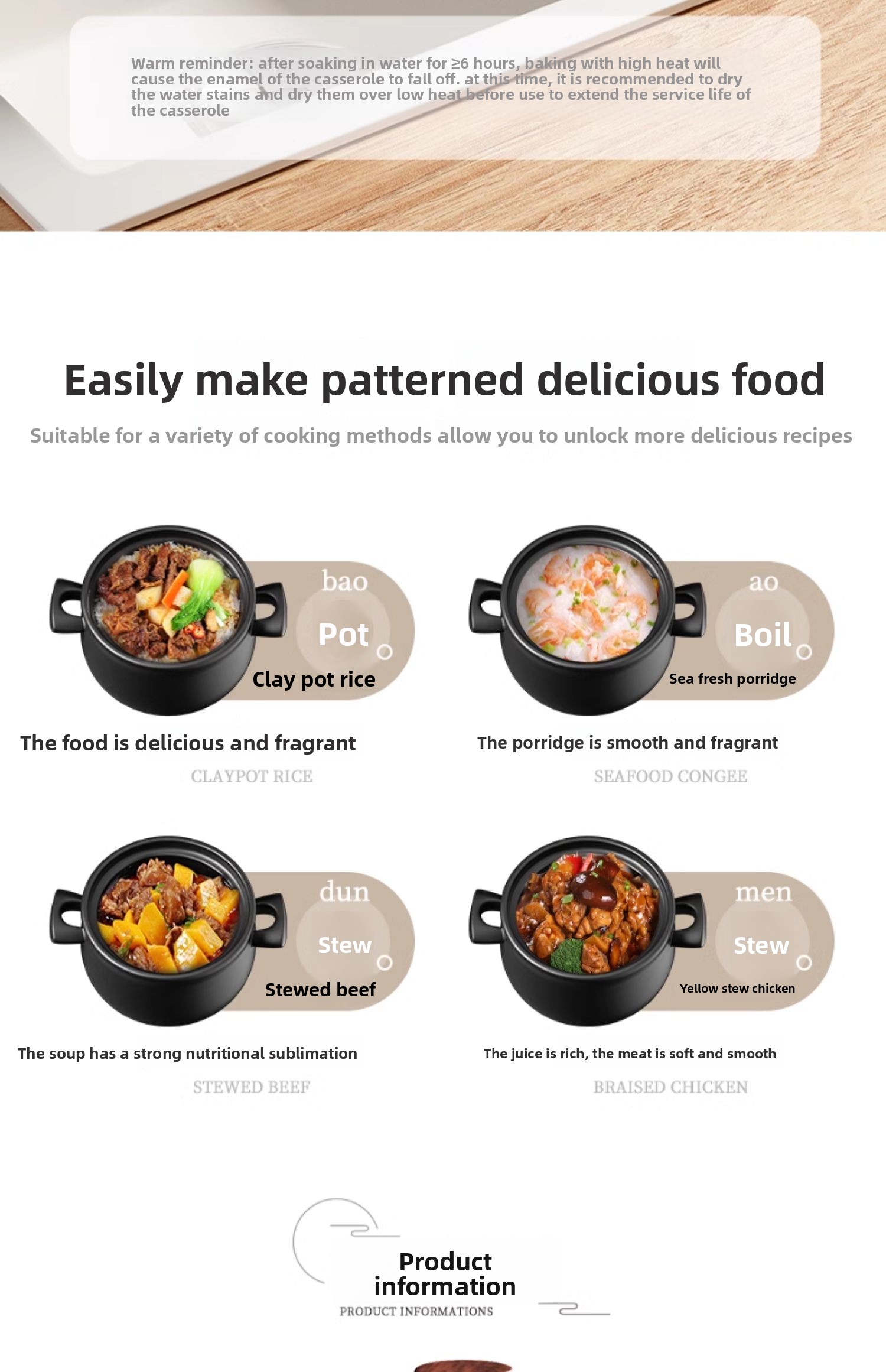 Ceramic Clay Pot Stew Soup Porridge High Temperature Resistant Gas Stove Compatible Dry Burning Non-Cracking Casserole