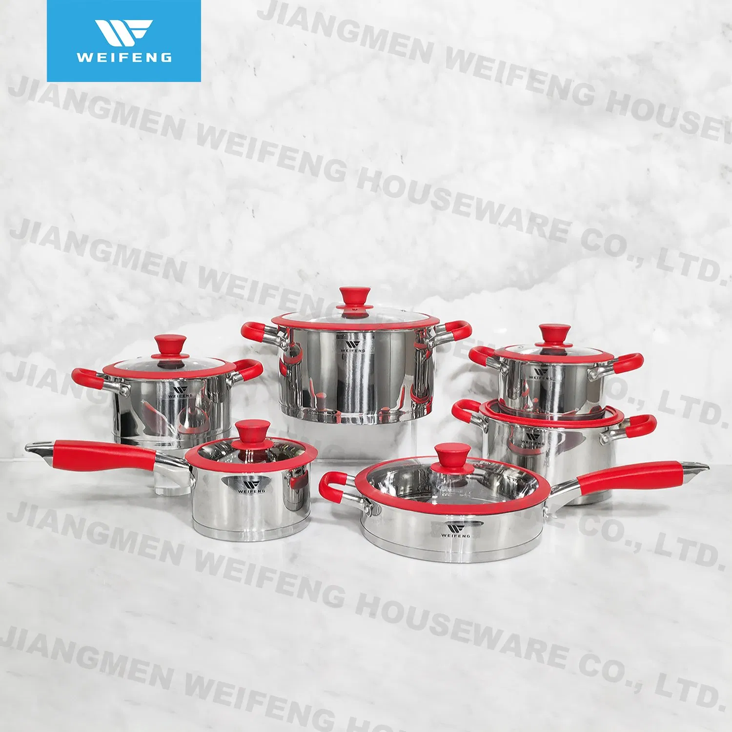12PCS Stainless Steel Cookware with Anti-Hot Handle &amp; Straight Base