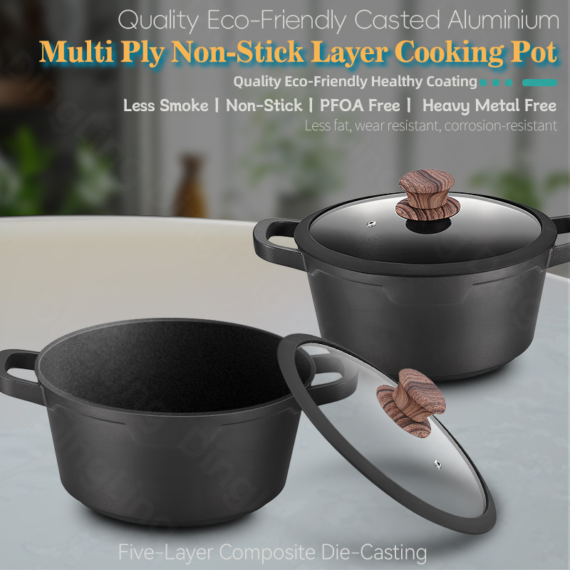 Less Smoke Casted Aluminium Nonstick Cookware Dutch Oven Set Pot