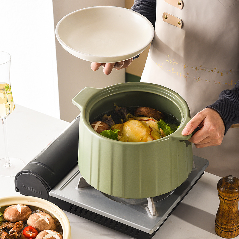 Ceramic Cooking Pot Stock Pot with Lid Small Steam Round Large Ceramic Soup Pots for Restaurant Home