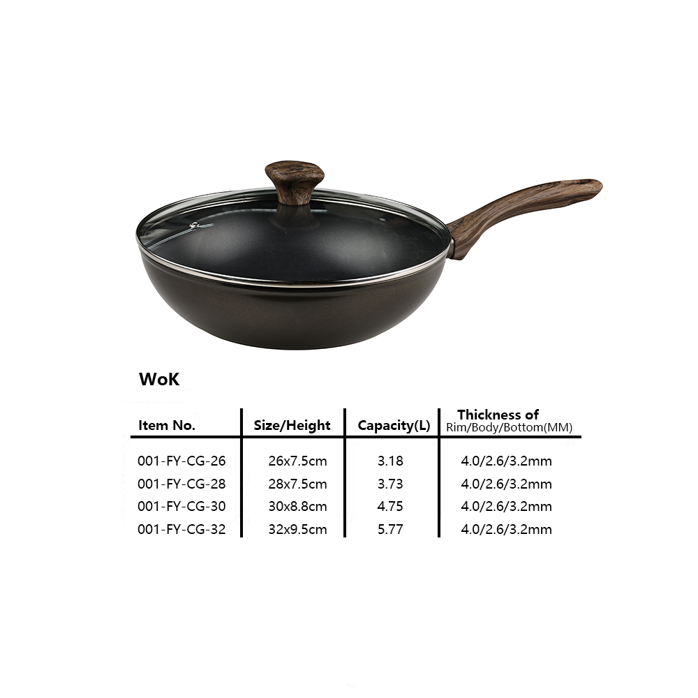 Non-Stick Wok with Lid Forged Aluminum Woks &amp; Stir-fry Pans Induction Cookware PFOA FREE
