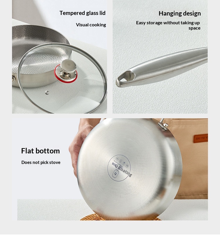 Home Cooking Frying Pan Heavy Duty Cooking Titanium Frying Pan Non-Stick Pure Titanium Frying Pan