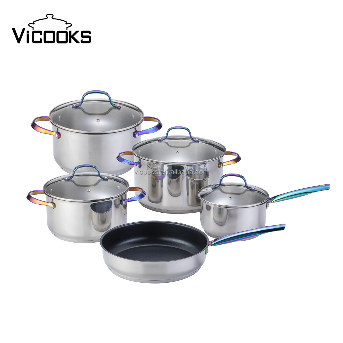 Multi-Layer Induction Bottom Mirror Polish Stainless Steel Fry Pan Nonstick Deep Frying Pan