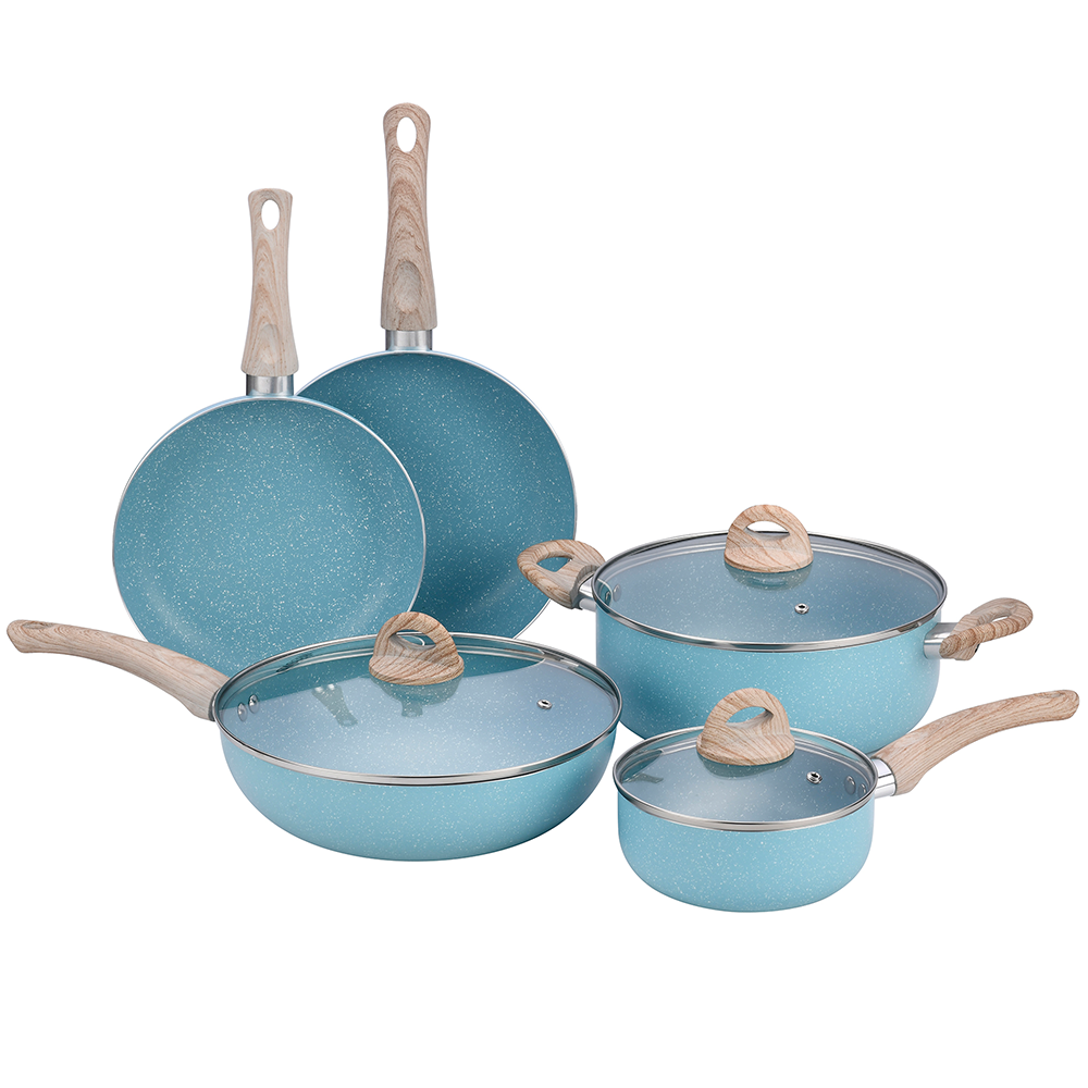 Luxury Classic Aluminum Cookware Set Non-Stick Marble Coating Frying Pan Casserole Pots Large Cooking Pot Set
