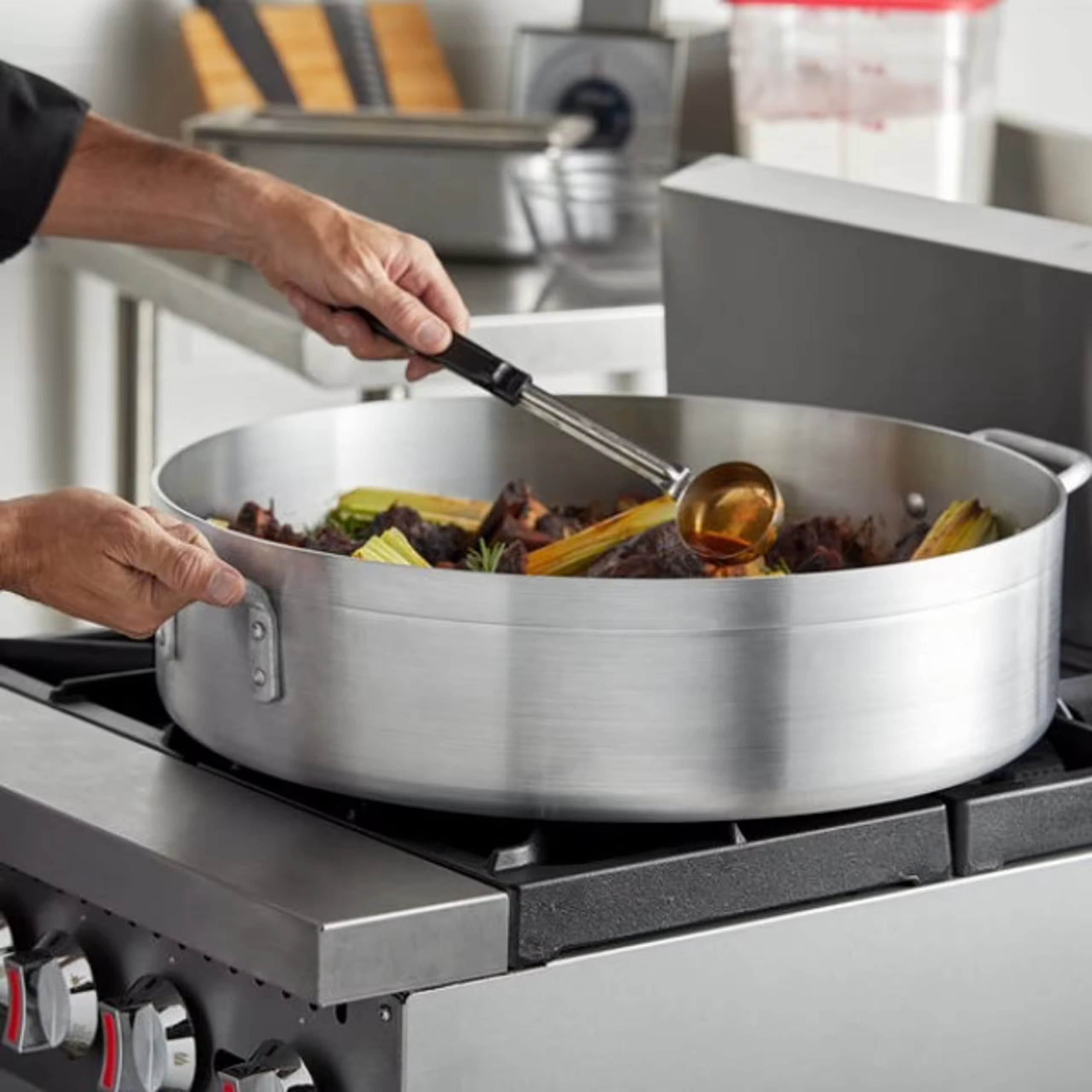 Hotel Restaurant Commercial Thickened Aluminum Pot Non-stick Bottom Soup Aluminum Bucket Household Large Aluminum Pot Set