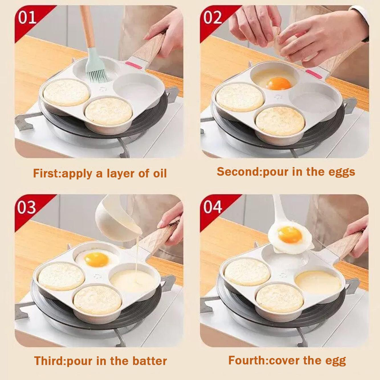 2026 Trending Modern Square 4-Hole Non-Stick Egg Frying Pan Cross-Border Enlarged Deep Induction Cooker Universal Breakfast Pan