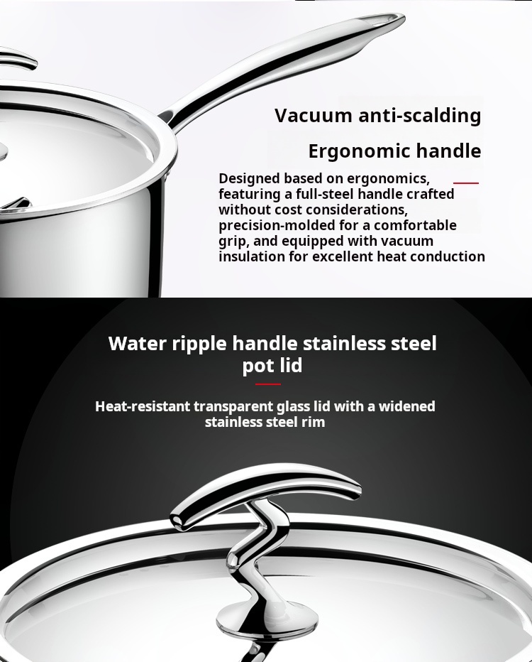 18cm Stainless Steel Modern Saucepan Induction Compatible Milk Pot with Non-stick Composite Bottom Eco-Friendly Durable Cookware
