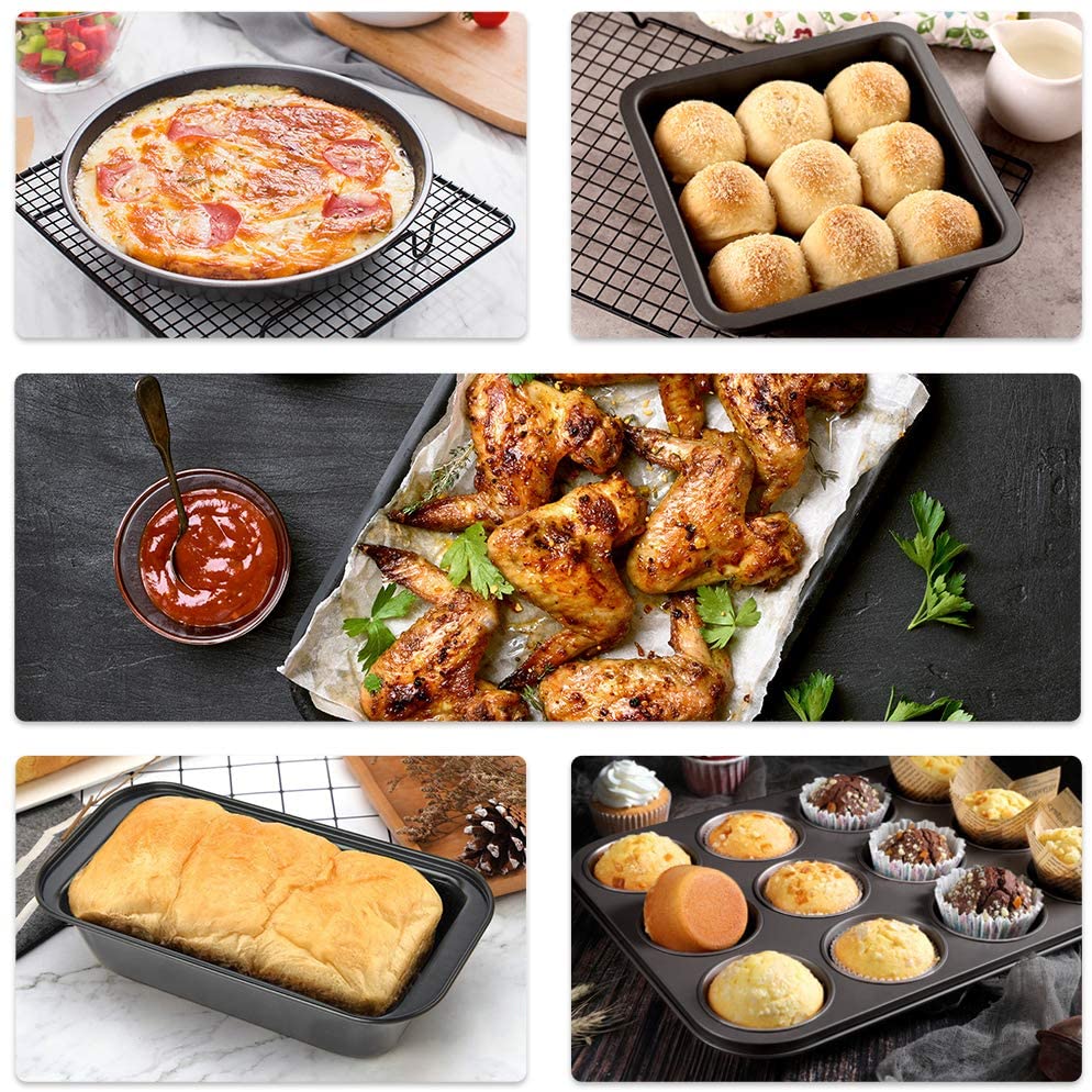 Wholesale Non-Stick Carbon Steel Bakeware Custom Round Rectangle Baking Pan Kitchen Baking Tray Cookie Cupcake Pan Sets for Oven