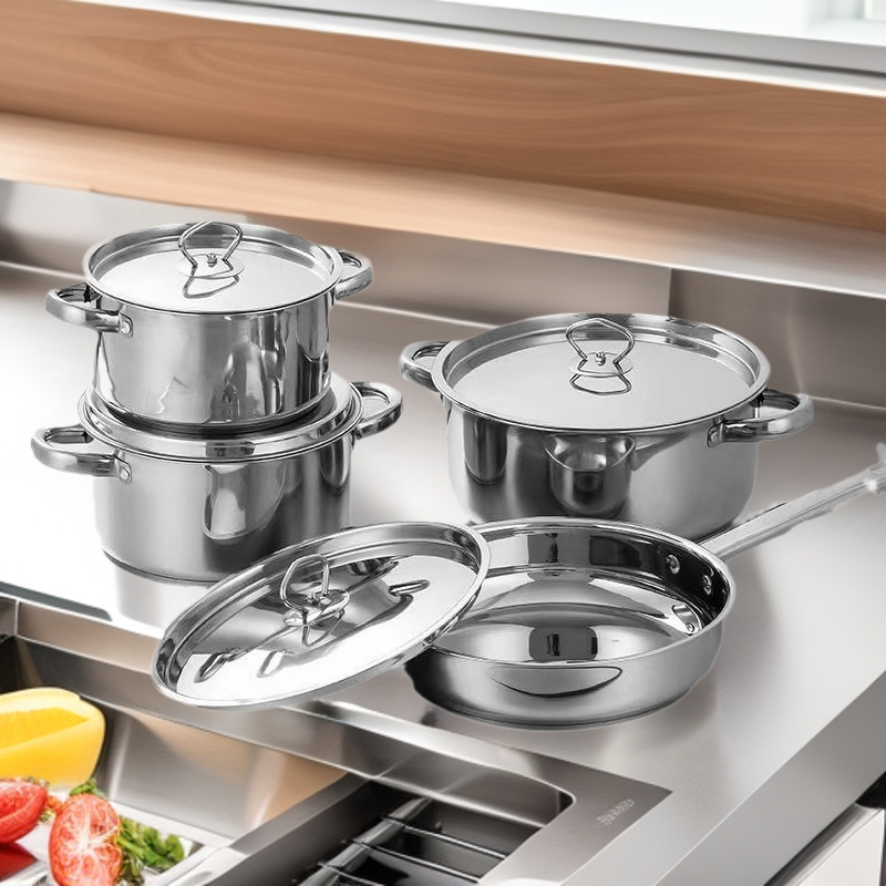 Durable Stainless Steel Cookware with Non-Stick Interior Finish