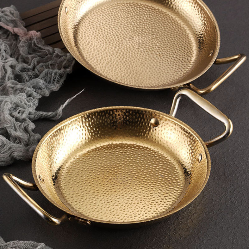 Commercial Stainless Steel Sukiyaki Dry Hotpot Non Stick Cooking Frying Pan Double Handles Spanish Paella Pan for Restaurants