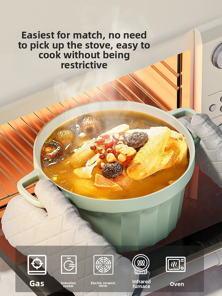 High-Value Household Ceramic Pot Non-Stick Double Ear Stew Pot with Induction Compatibility Universal Soup &amp; Stock Pots