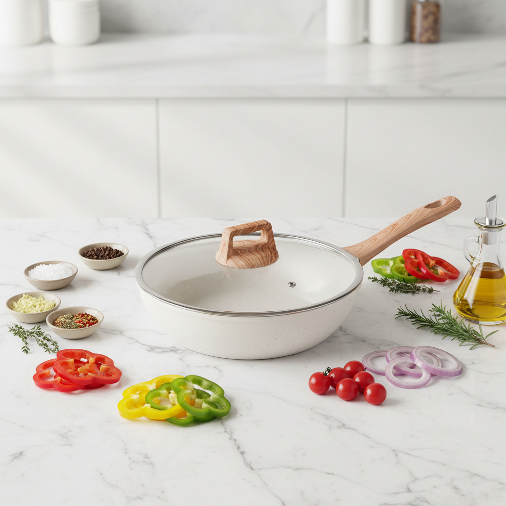 Modern Eco-Friendly 12-Piece Granite Kitchen Cookware Set Dishwasher &amp; Oven Safe Cast Aluminum Pots and Pans Nonstick