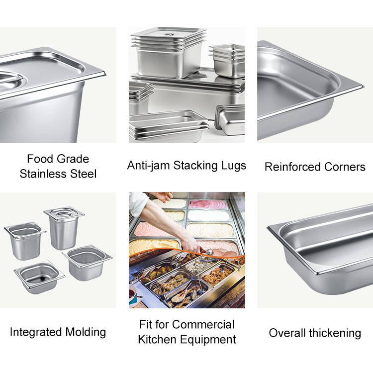Factory Outlet Customization High Standard Custom 1/2 Gastronorm Pans Stainless Steel Gn Pan Food Container
