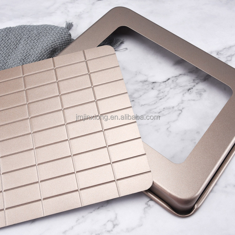 Rectangular 60 Grids Baking Pan Non-stick Snowflake Pastry Bakeware with Live Bottom Cake Mold