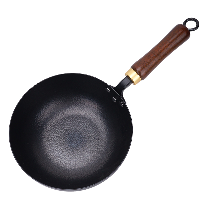 Wok Pan Hammered Wok Fish Scale Texture Stir Fry Pan Scratch Resistant Fast Heating Cookware for Gas and Induction