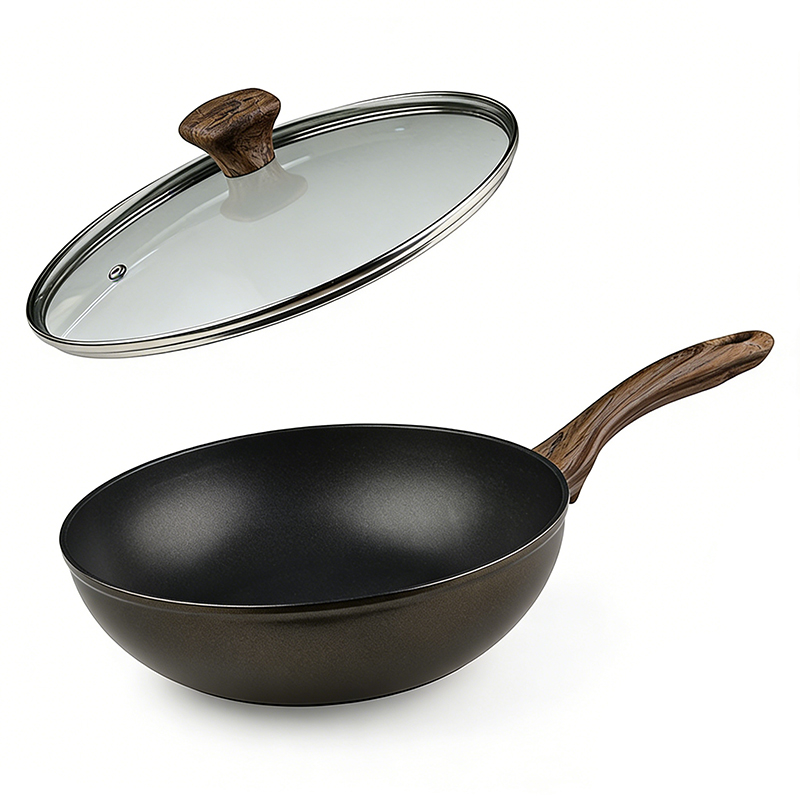 Non-Stick Wok with Lid Forged Aluminum Woks &amp; Stir-fry Pans Induction Cookware PFOA FREE