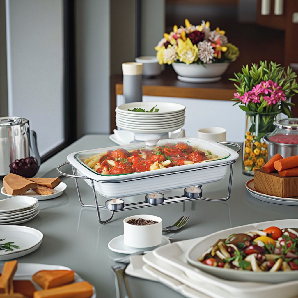 Modern Eco-Friendly Rectangle Ceramic Casseroles Set Glass Cover Induction Ready Dishwasher Safe Oven Safe White Porcelain