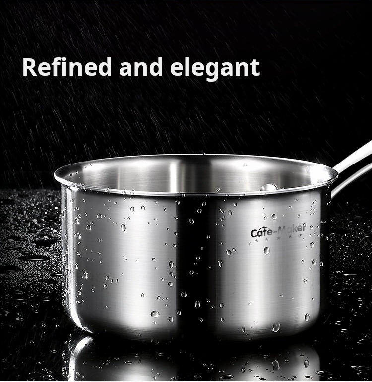 18cm Stainless Steel Modern Saucepan Induction Compatible Milk Pot with Non-stick Composite Bottom Eco-Friendly Durable Cookware