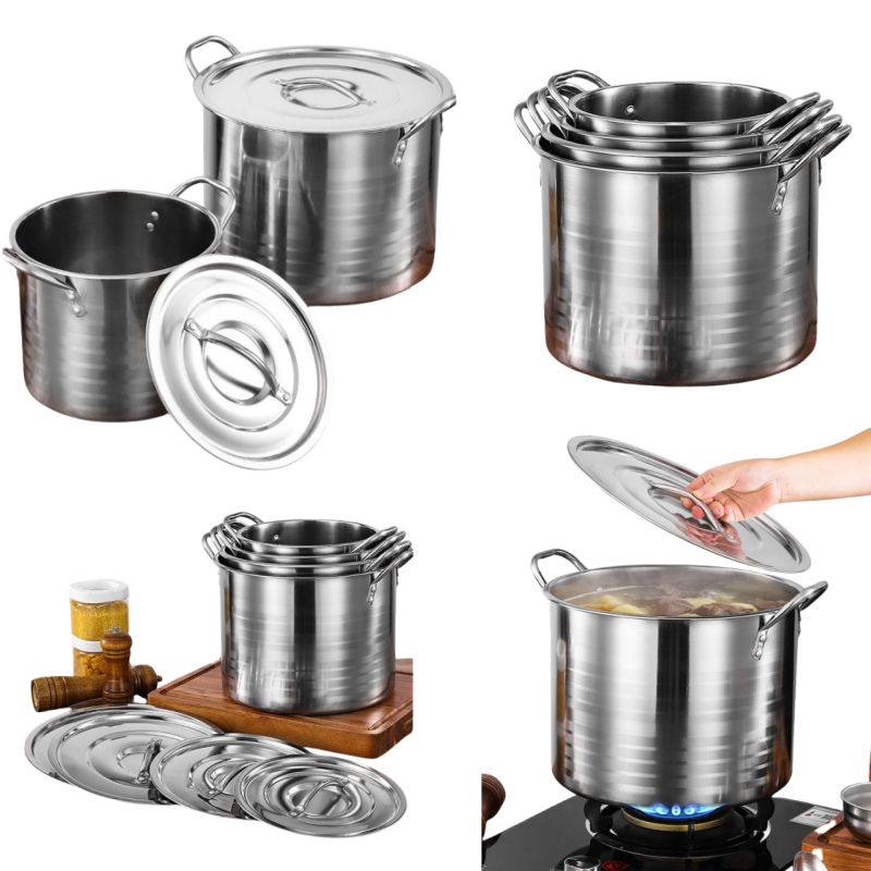 Stainless Steel 24/26/28/30cm Big Stock Pot Commercial Kitchen Cooking Pots Commercial Cookware Stock Pots