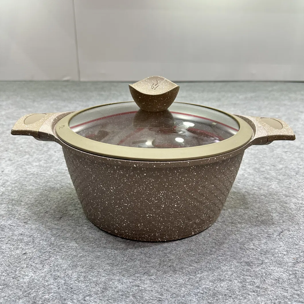 Hot Sale Aluminum Wok Non-Stick Saucepan Marble Granite Cooking Casserole Steamer Cookware