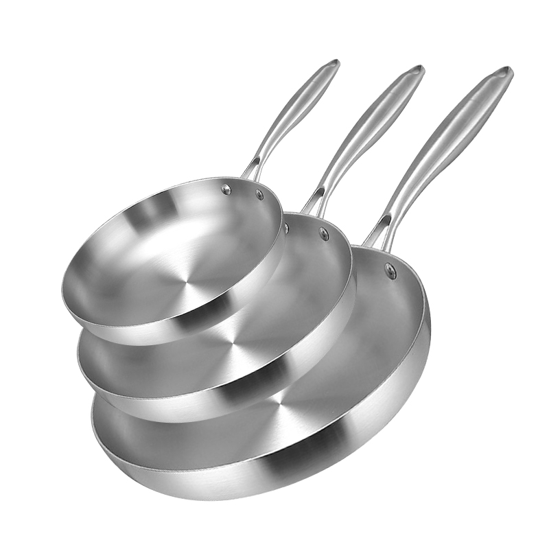 3-Ply Stainless Steel Non-Stick Frying Pan Set 18/10 Wok Fry Pan Skillet For Induction And Household Cooking Use